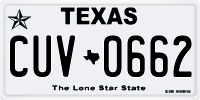 TX license plate CUV0662