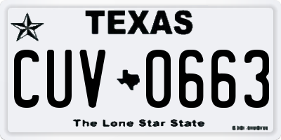 TX license plate CUV0663