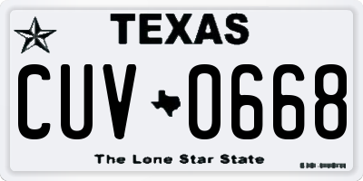 TX license plate CUV0668
