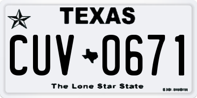 TX license plate CUV0671