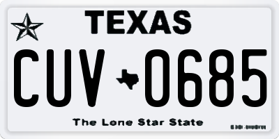 TX license plate CUV0685
