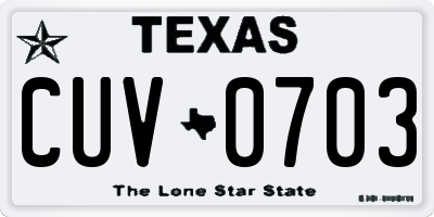 TX license plate CUV0703
