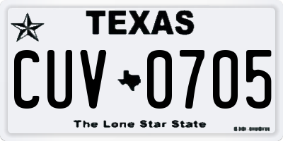 TX license plate CUV0705