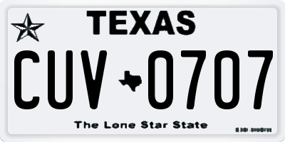 TX license plate CUV0707