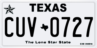 TX license plate CUV0727