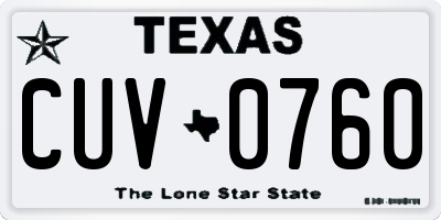 TX license plate CUV0760