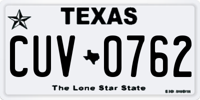 TX license plate CUV0762