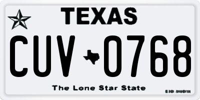 TX license plate CUV0768