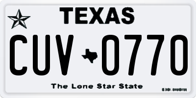 TX license plate CUV0770
