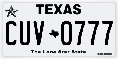 TX license plate CUV0777