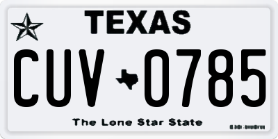 TX license plate CUV0785