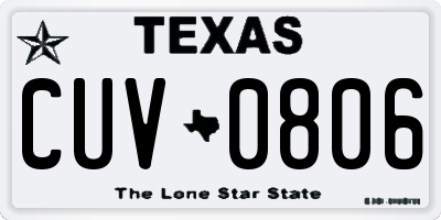 TX license plate CUV0806