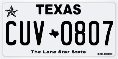 TX license plate CUV0807