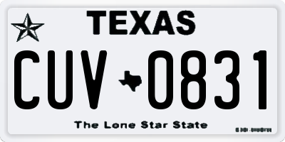 TX license plate CUV0831