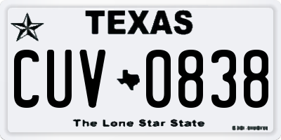 TX license plate CUV0838