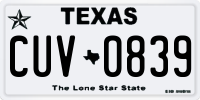 TX license plate CUV0839