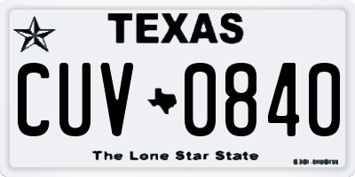 TX license plate CUV0840