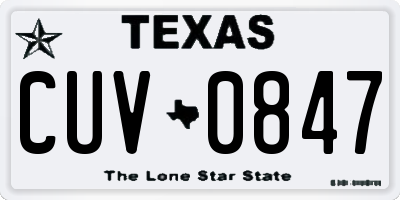TX license plate CUV0847