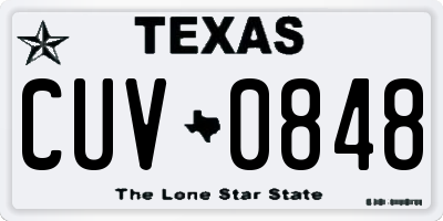 TX license plate CUV0848