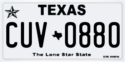 TX license plate CUV0880