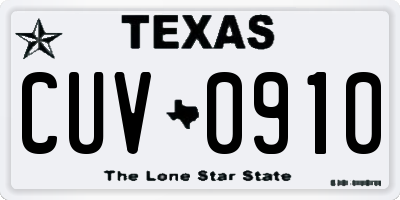TX license plate CUV0910