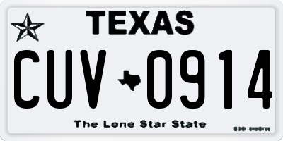 TX license plate CUV0914