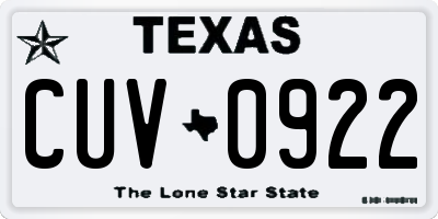 TX license plate CUV0922