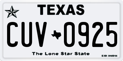 TX license plate CUV0925