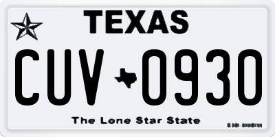 TX license plate CUV0930