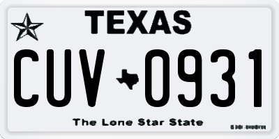 TX license plate CUV0931