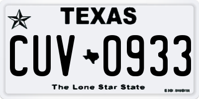 TX license plate CUV0933