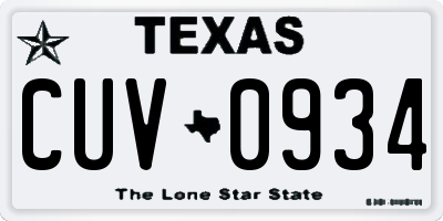 TX license plate CUV0934