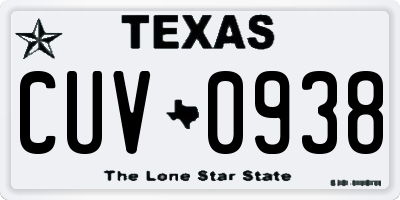TX license plate CUV0938