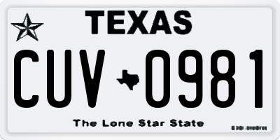 TX license plate CUV0981
