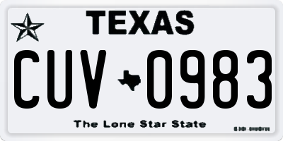 TX license plate CUV0983