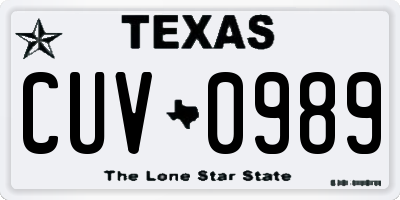 TX license plate CUV0989