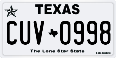 TX license plate CUV0998