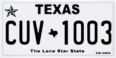TX license plate CUV1003