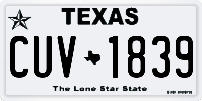 TX license plate CUV1839