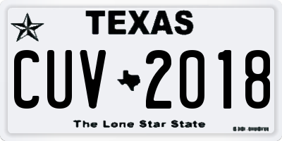 TX license plate CUV2018