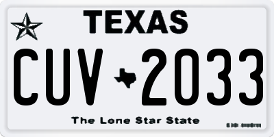 TX license plate CUV2033