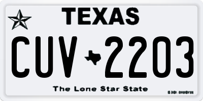 TX license plate CUV2203