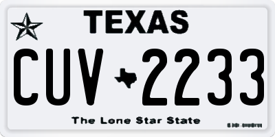 TX license plate CUV2233