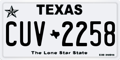 TX license plate CUV2258