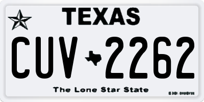 TX license plate CUV2262