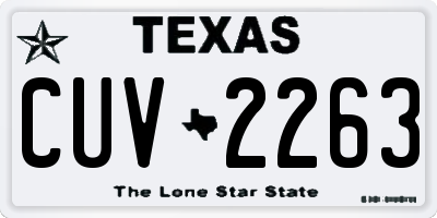TX license plate CUV2263