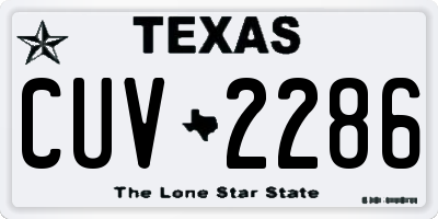 TX license plate CUV2286