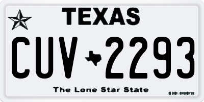 TX license plate CUV2293