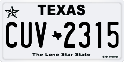 TX license plate CUV2315