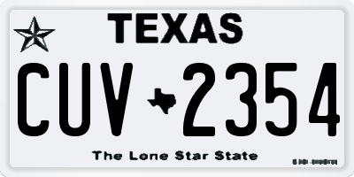 TX license plate CUV2354